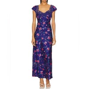 NWOT Free People Butterfly Babe Floral Maxi Dress Navy M